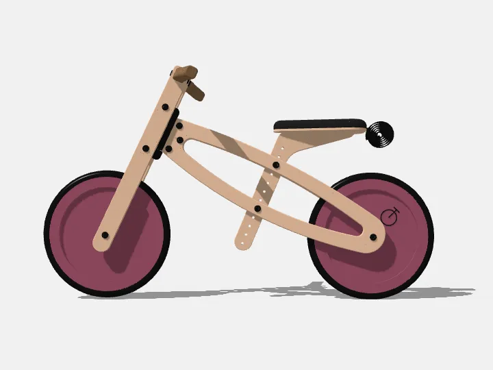 The bike with all three groups chosen, Flamenco 130 wheels, a walnut handlebar and a black leather seat.